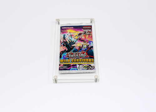 Yu-Gi-Oh! trading card game booster pack in a clear holder on a white background